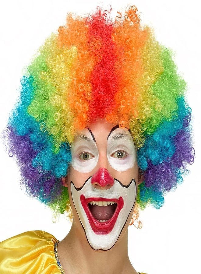 Toyshine Funny Clown Curly Afro Rainbow Wig Disco Theme For Youth Adult Women Men's Party Halloween Costume - Image 1